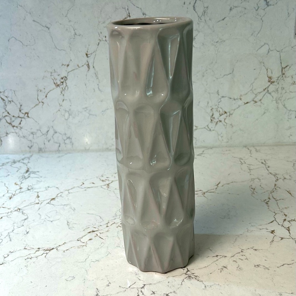 Living Color Gray Geometric Gray Ceramic Vase